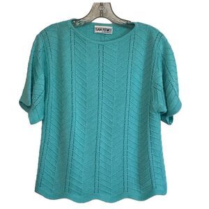 San Remo Short Sleeve Chevron Design Knit Sweater